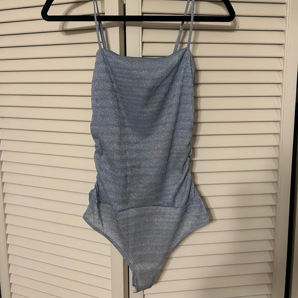 Le Lis body suit, sparkly blue, size 4